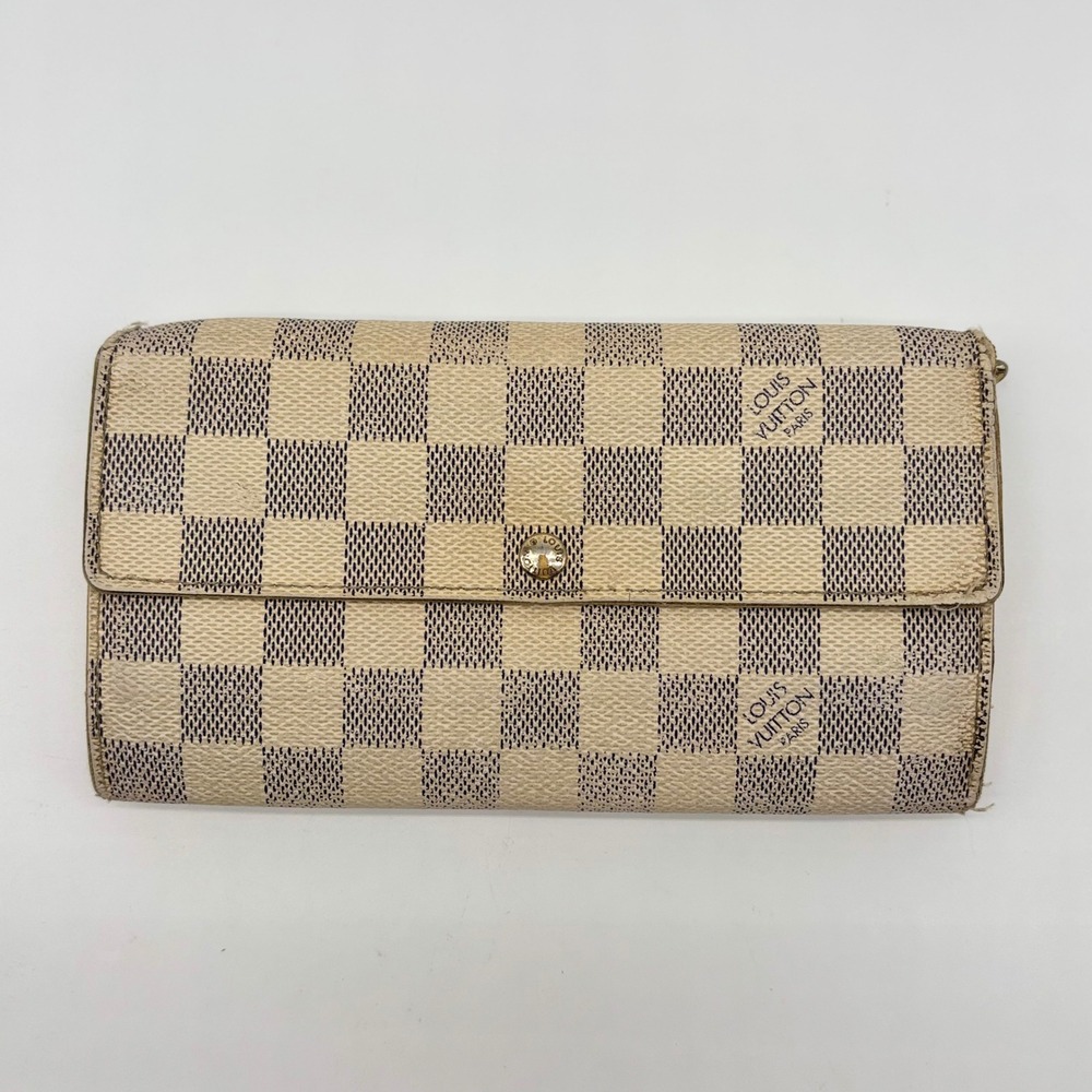 Louis Vuitton Sarah Wallet Damier Azur Canvas White Blue CA4048 Long Wallet